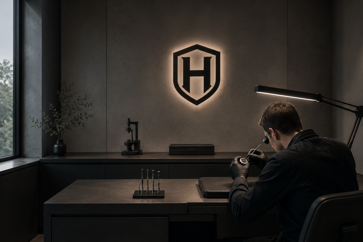HYCON watchmaker at work in the atelier