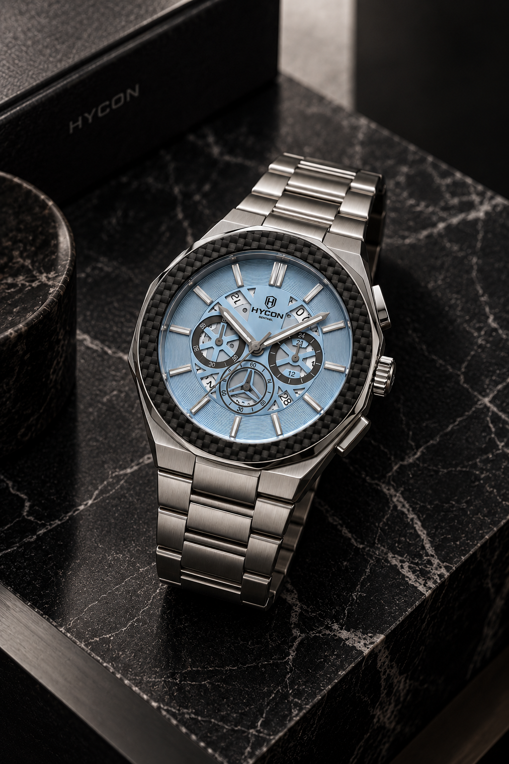 HYCON Zephyr carbon-bezel chronograph watch