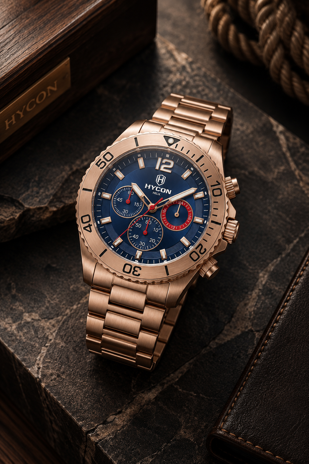 HYCON Helix gold-tone chronograph watch